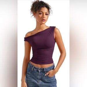 Elegant Purple One-Shoulder Top